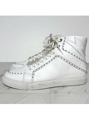 Zadig & Voltaire ZV1747 High Flash Studded White Sneaker 41